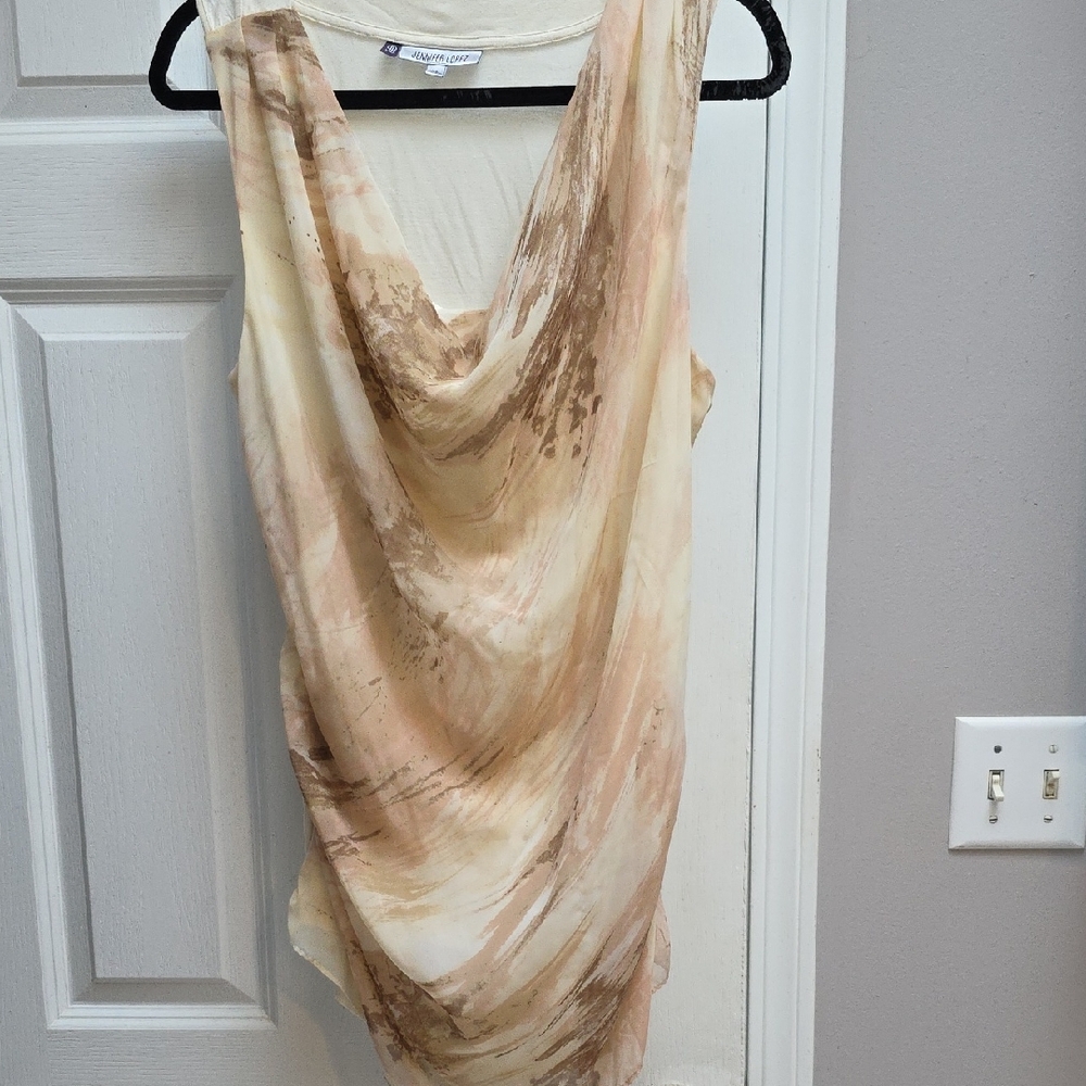 Jennifer Lopez Cream and Brown/Beige Sleevless Top
